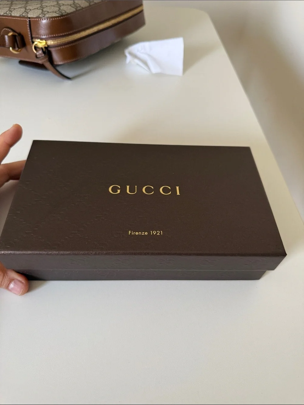 Gucci Beige GG Supreme Wallet with Pink Trim and Gold Heart Logo
